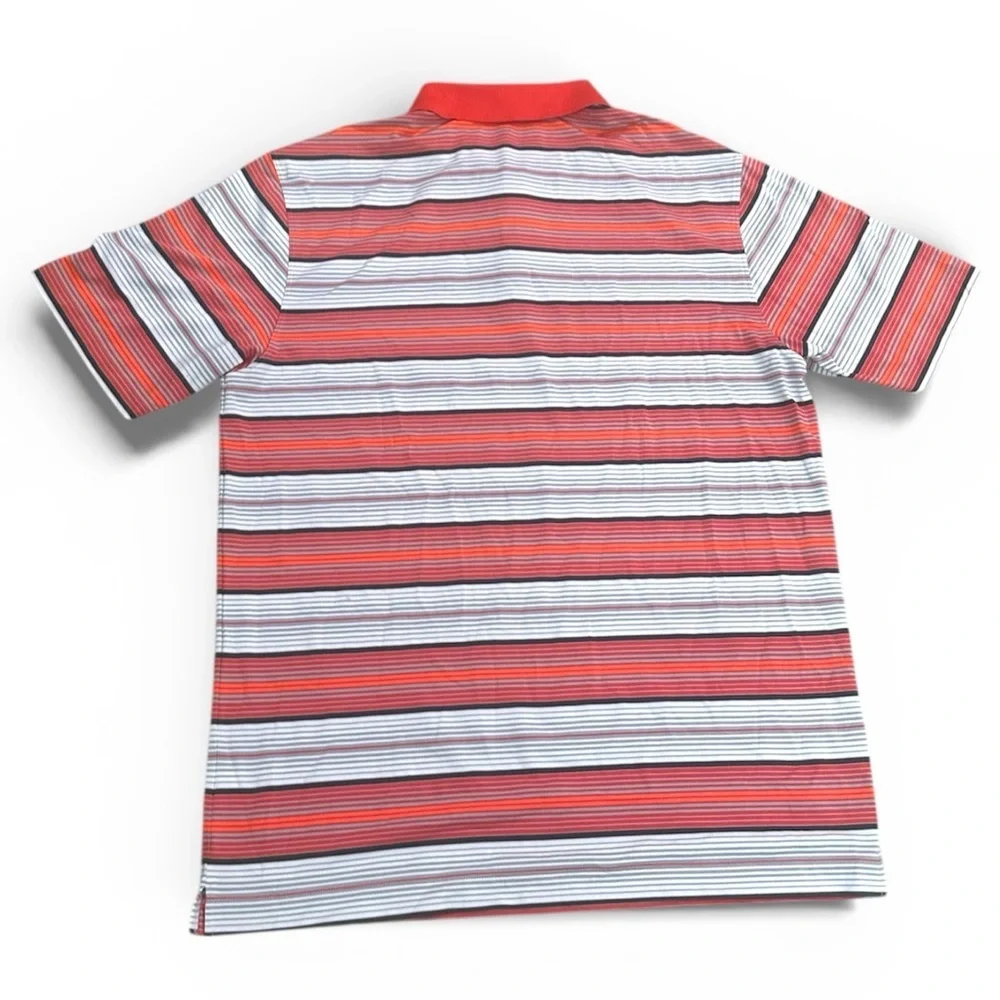 Nike Red and White Striped Polo Shirt